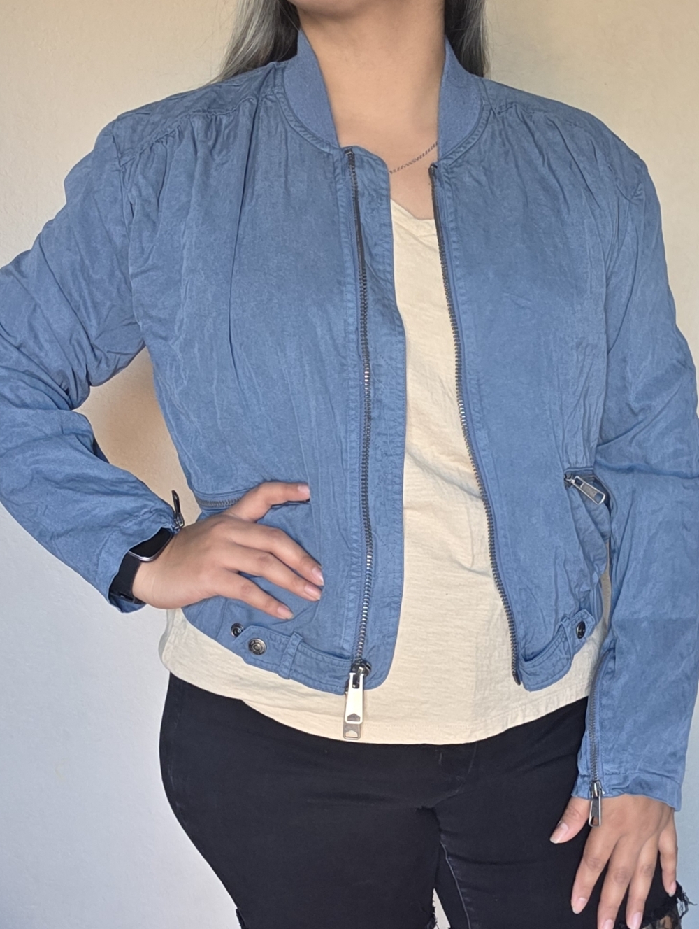 Free People We the Free | Women’s S, blue - Knock Out Siren Bomber Jacket - Picture 6 of 10